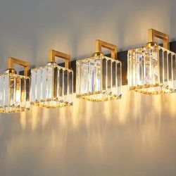 Modern Bathroom Vanity Light 5-Lights Black Gold Crystal Wall Lamp Bathroom Modern Crystal Vanity Lighting  $100   Warehouse Address: 2745 Boone st  C