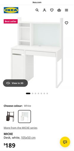 IKEA Micke White Desk with Hutch