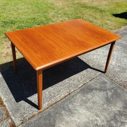 Mid Century Modern Teak Dining Table With One Leaf Vintage 