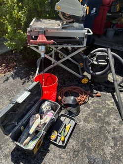 Wet Tile Saw with Stand and Tools Lot