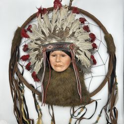 Rare Vintage Native American Indian Wall Hanging Mandela Dream Catcher Large