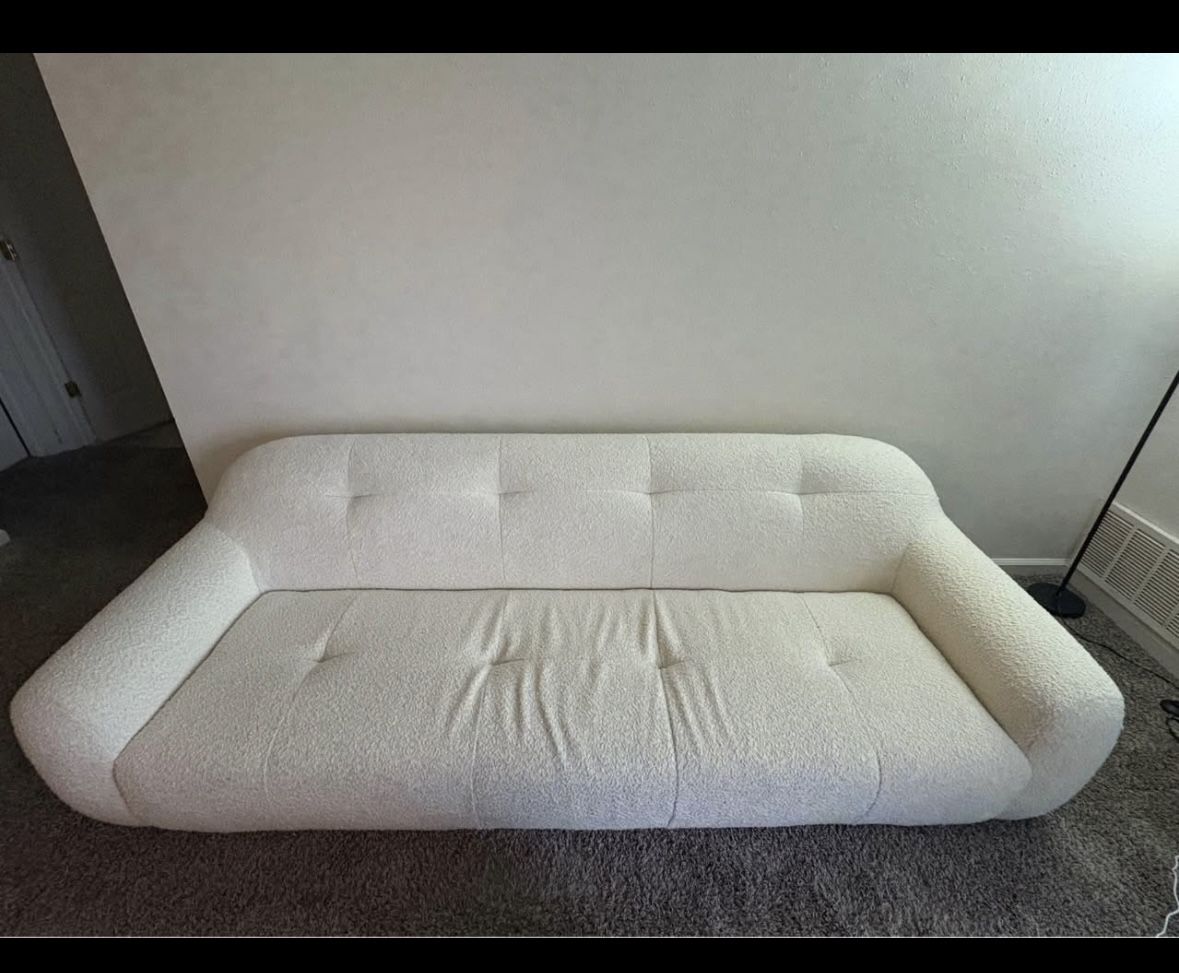 CB2 Brace 98.25" Cream Boucle Sofa