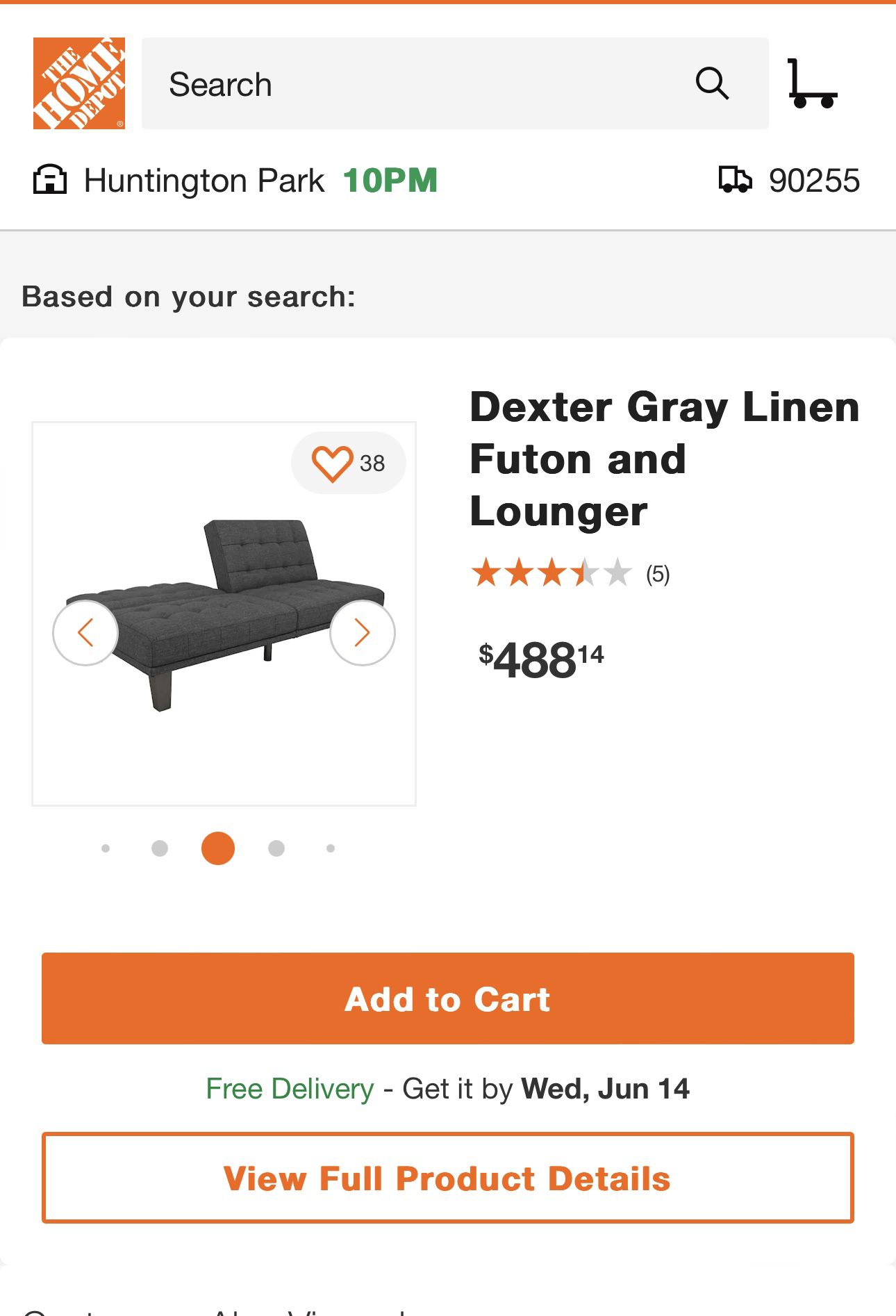 Dexter Gray Linen Futon and Lounger // Convertible Futon 