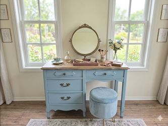 Refinished solid wood vintage french provincial desk and vanity