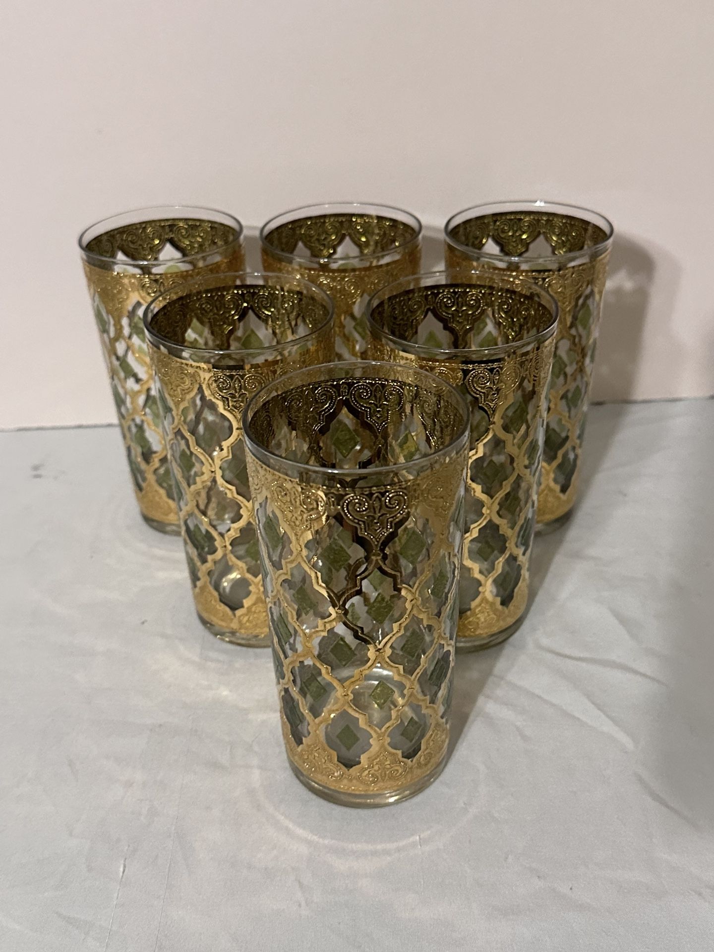 Set of 6 VINTAGE CULVER LTD. 22K GOLD GLASSWARE