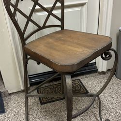 Wood & Iron Countertop Barstool Chairs (Set of 3)