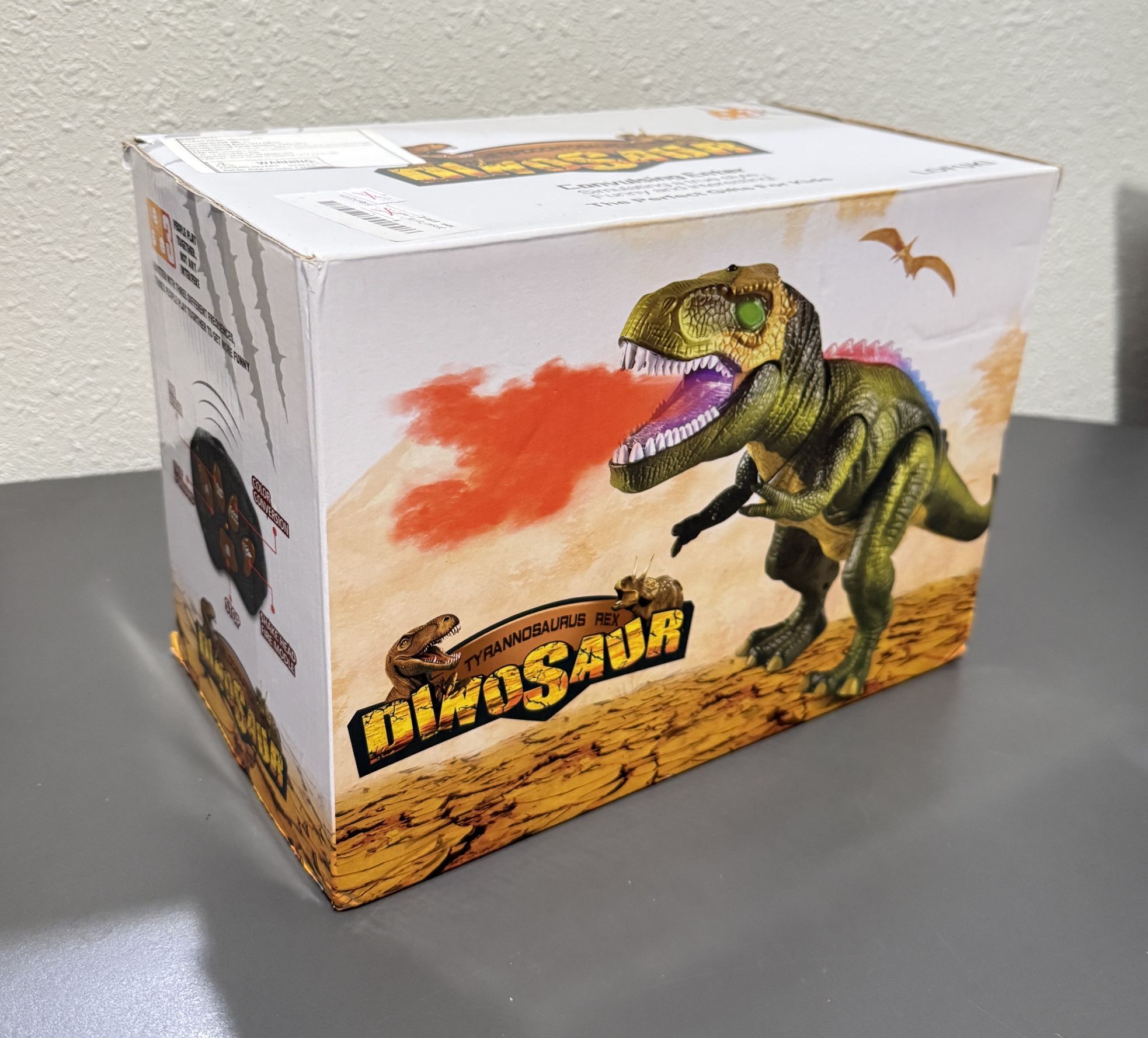 Remote Control Dinosaur Toys for Kids 3-5-7, Upgraded T Rex with Changing Light, 7 Color Spray & Realistic Roars, RC Walking Dinosaur Robot 4-7, Birth