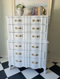 White French provincial tall dresser