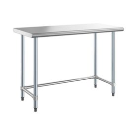 Steelton 24" x 48" 18-Gauge 430 Stainless Steel Open Base Work Table