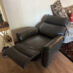 Gray leather recliner sofa