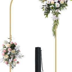 6.6FT Metal Wedding Arch Stand Gold Square Arched