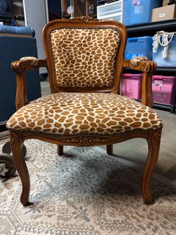 French Antique Giraffe Print Armchair