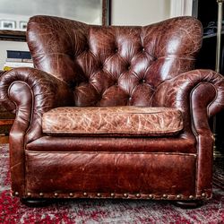 RH Churchill Leather Chair 42”