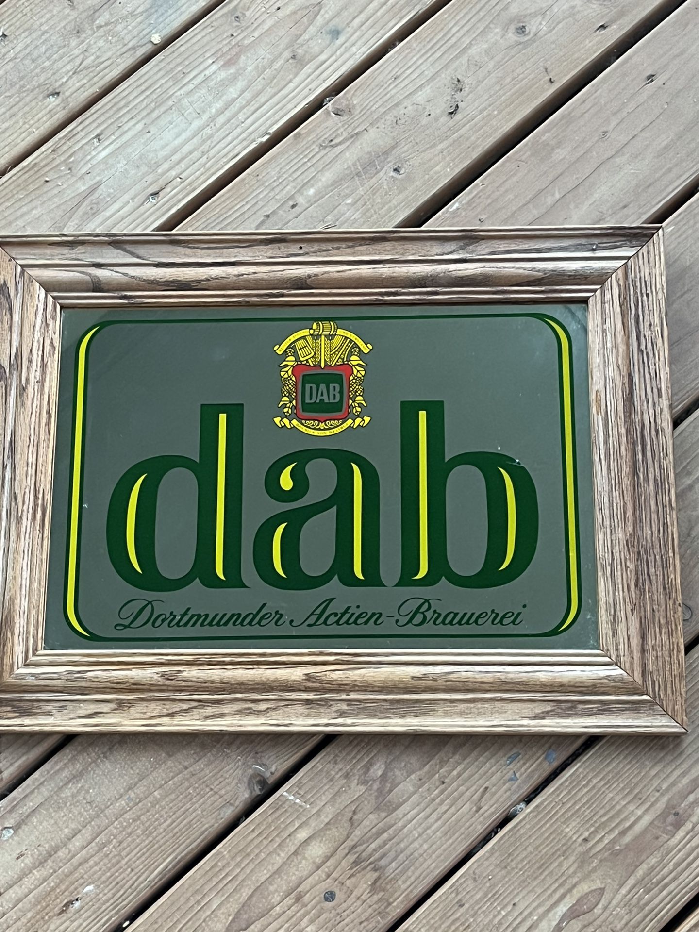 Vintage Dortmunder Actien-Brauerei DAB German Barrel Beer Sign bar mirror Diameter 