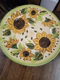 Sunflowers Provincial China, 6 Matching Dinner Plates, 1 Coupe Creal Bowl
