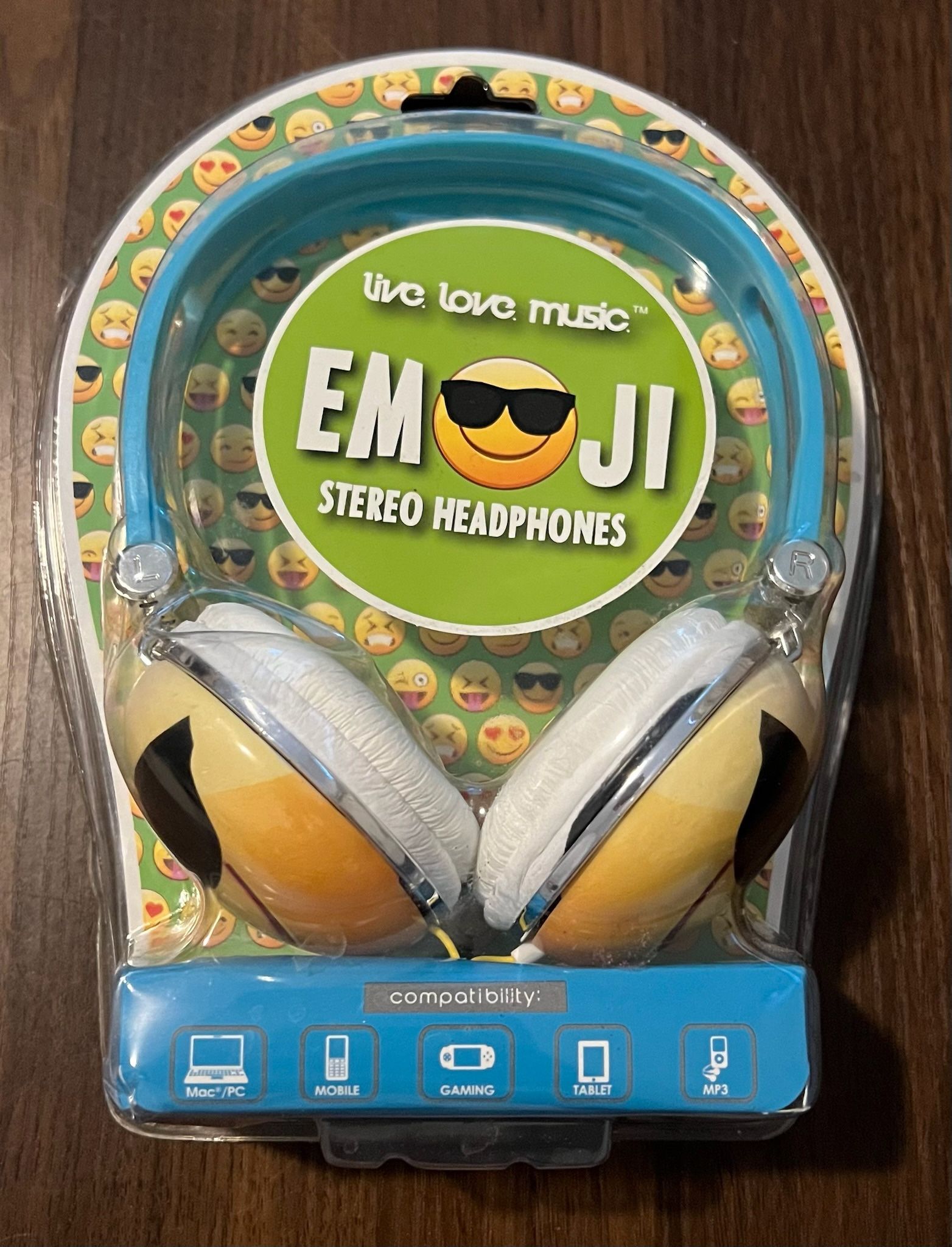 Live. Love. Music. Emoji On-Ear Stereo Wired Headphones