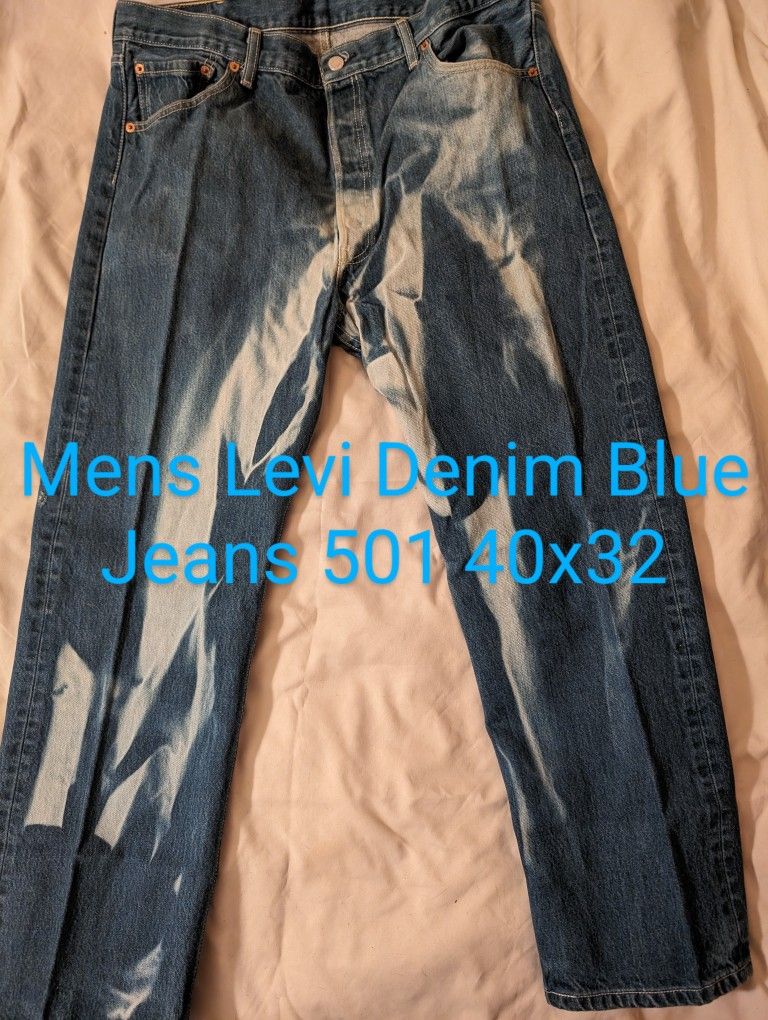 Mens Levi Denim Blue Jeans 501 40x32. These Have The Metal Buttons On The Fly, Instead Of Zipper