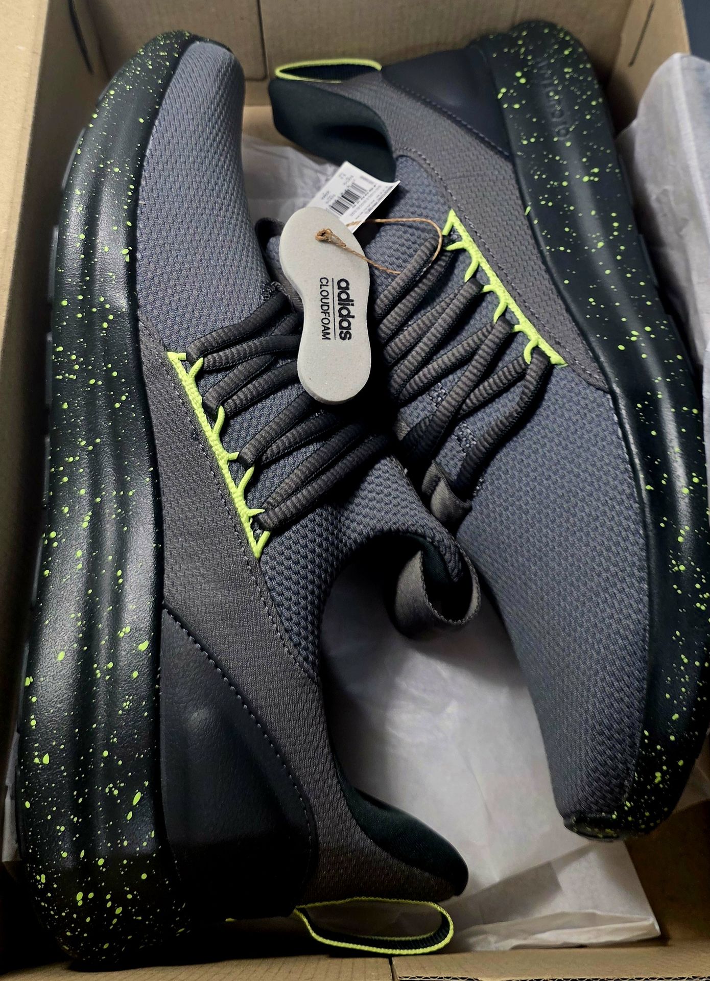 Adidas Lite Racer Adapt 7.0 Men's Size 11 Grey/Black Solar Yellow JS0026 - NIB