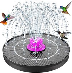 Solar Bird Bath Fountain Pump, 2026 Upgrade 4W Solar Powered Water Pump, Outdoor 6.3 Inch Water Fountain Pump with 8 Nozzles, Hummingbirds, Garden, Po