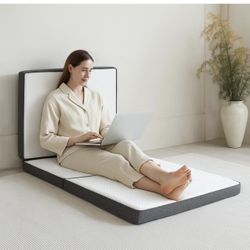 New-Tri Fold Memory Foam Foldable Mattress Single, 3 inch Folding Mattress for Guest Sleep. Portable Trifold Mat with Removable Washable Cover, Floor 