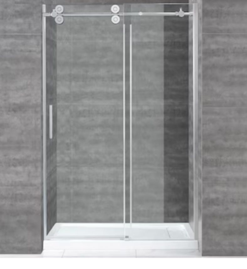 OVE Decors Sydney Polished Chrome 46-1/2-in to 48-in x 78.75-in Frameless Sliding Shower Door