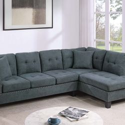 2-Piece Sectional Set 2pc Sectional Sofa w/ 2 Accent Pillows New In Box Free Local Delivery 