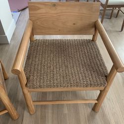 Beautiful Solid Wood Indoor/outdoor Chairs With  Wicker Seat -2 Chairs 