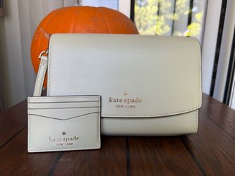 Kate Spade Madison Flap Crossbody Bag Mint Green Leather and Matching Wallet
