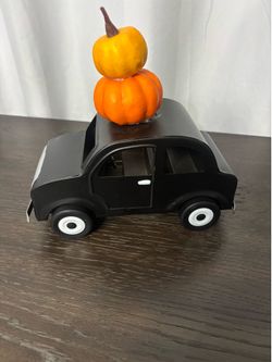 Halloween Decor Black Car with Pumpkin
