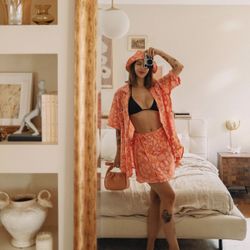 NWT $189 Anthropologie x Faithfull The Brand Charlita Floral-Print Linen Shirt M