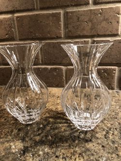 TWO Atlantis 6” Crystal Vases