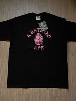A Bathing Ape BAPE Pink Camo College Logo Tee Black Size S