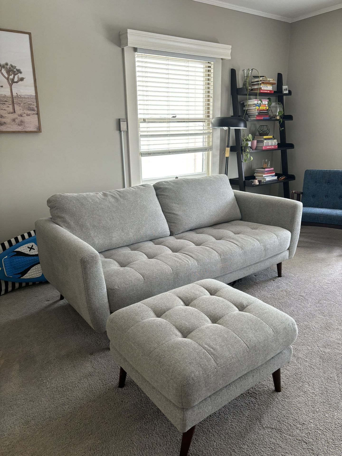 Living Spaces Mid Century Sofa And Ottoman 
