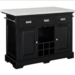 Steve Silver Black Wood Base with Faux marble Marble Top Kitchen Island ( 48-in x 28-in x 36-in )