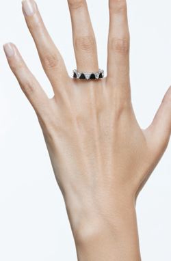 Swarovski Brand new in box size 7  Triangle cut rhodium plated rings in green and black . 