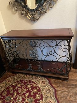 Cherrywood /wrought iron Entryway Table