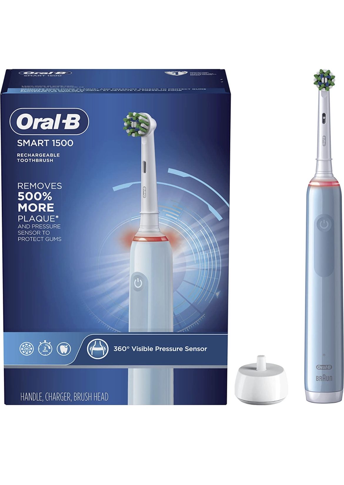 Oral-B Smart 1500 Electric Power Rechargeable Battery Toothbrush, Blue