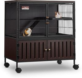 HABUTWAY 36.5''H Metal Large Ferret Cage, Rolling Chinchilla Cage with Removable Ramps& Double
