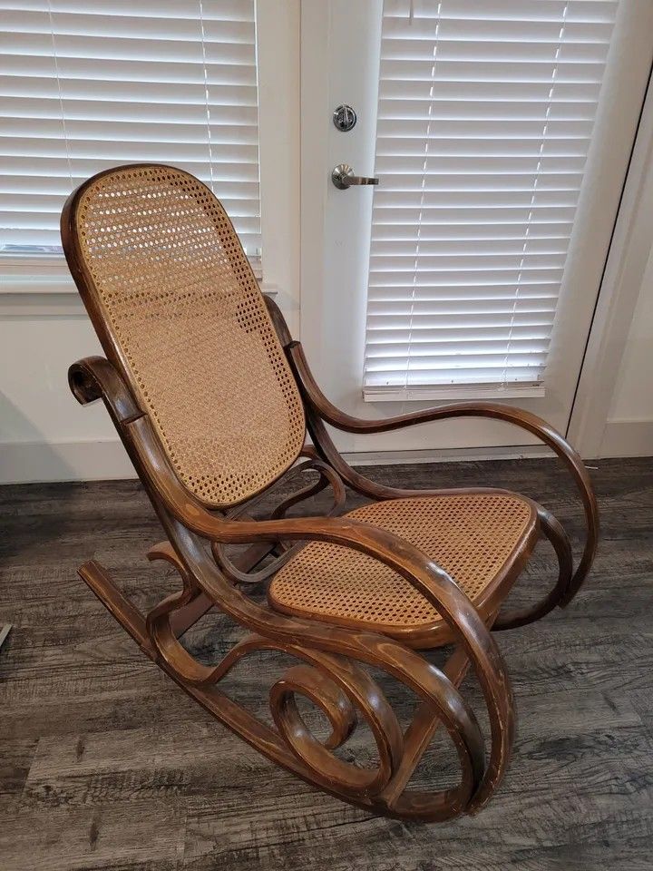 Vintage Mid-century Modern Rocking Chair Oak Pain And Brentwood Rocking chair 