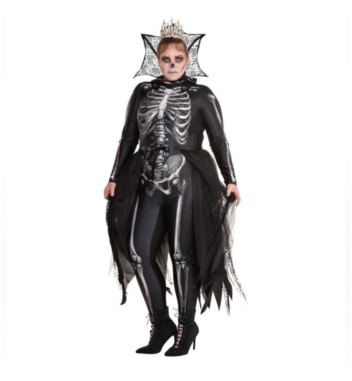 Gothic Skeleton Queen 4 Pc Costume Set