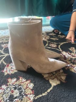 Beige suede ankle boots