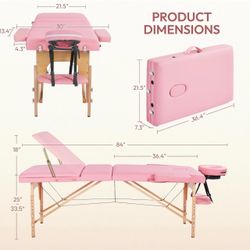 Portable Pink Massage Table / adjustable massage table / lash esthetician bed / pink massage bed