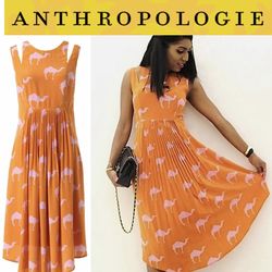Anthropologie Charlotte Taylor Silk Dromedary Camel Dress 8