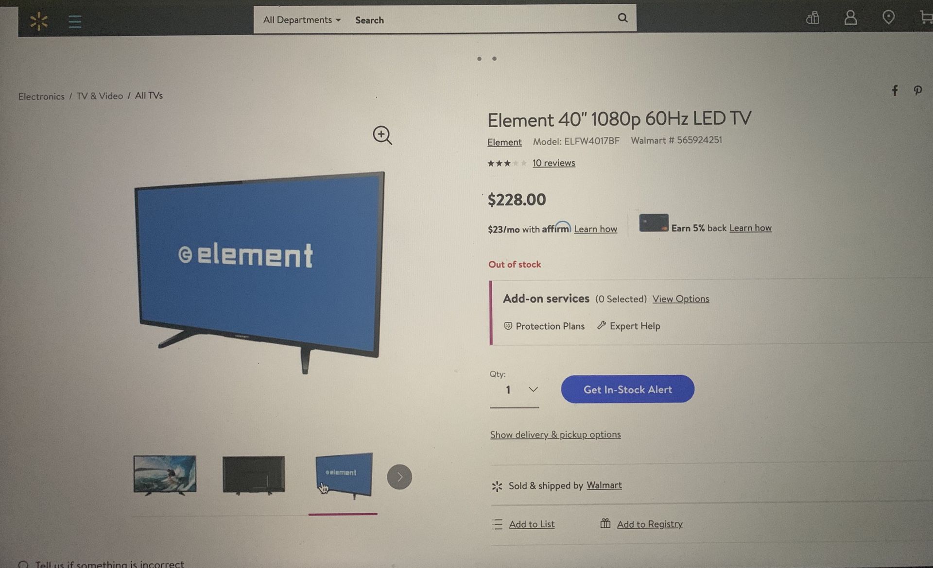 Element 40’’ 1080 LED TV