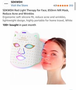 SDKWDH LED Red Light Face Mask 7 Colors Rechargeable