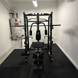 Vesta Fitness Smith Machine 1001 w/Bench Attachment | 245lb Cast Iron Olympic Weights | 7ft Olympic Bar | Fitness | Gym Equipment | FREE DELIVERY 🚚