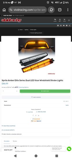 XPRITE Amber elite series Dual LED visor windshield strobe lights