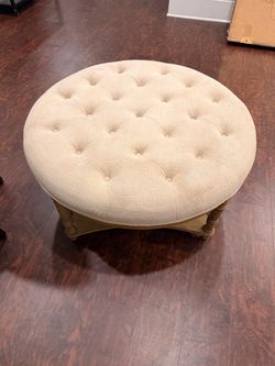 Beige Tufted Upholstered Coffee Table / Ottoman – 35”