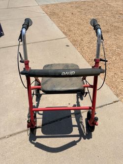Drive Medical Durable 4-Wheel Rollator with 7.5" Casters, Red