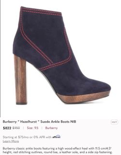 Burberry " Hazelhurst " Suede Ankle Boots NIB